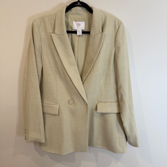 House of Harlow 1960 Jackets & Blazers - House of Harlow 1960 Double Breasted Linen Blend Blazer Jacket Beige Size L